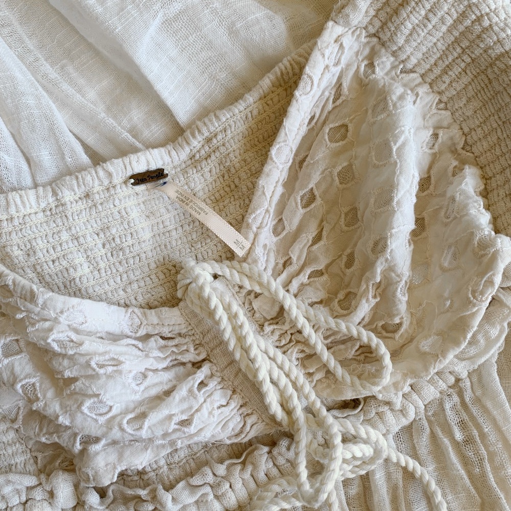 Free People Cotton Gauze Smocked Cutout Dress - Picture 3 of 4